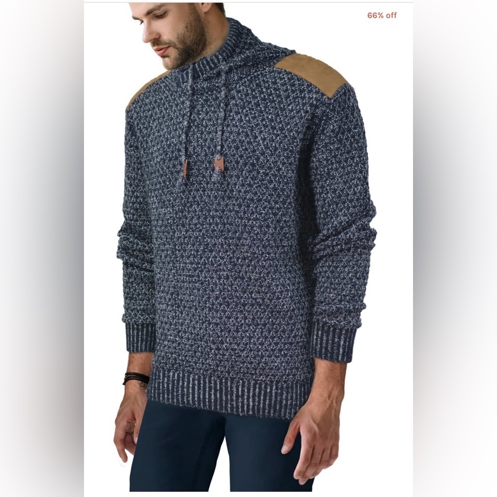 XRAY Men's Blue Knit Sweater with Brown Accents - Picture 3 of 6